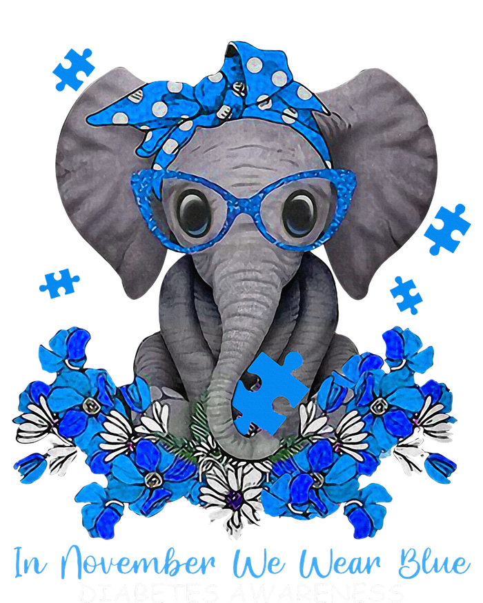 In November We Wear Blue Elephant Diabetes Awareness Gifts T-Shirt