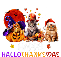 Cat Halloween Christmas Happy Hallothanksmas Thanksgiving Women's Racerback Tank