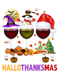 Happy Hallothanksmas Wine Glasses Witch Santa Hat Pumpkin Gift Button