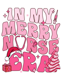 In My Merry Nurse Era Retro Groovy Wavy Pink Santa Hat Xmas Cute Gift T-Shirt