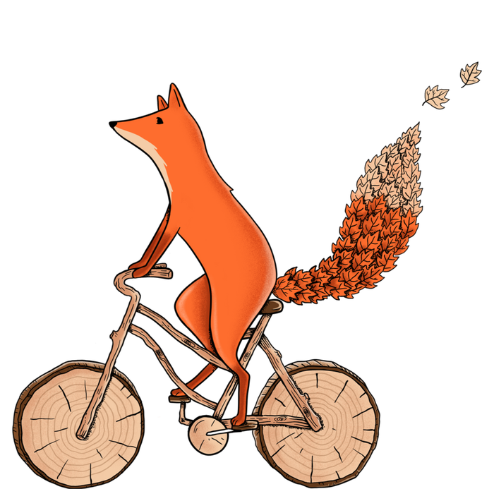 Funny Fox Riding A Wooden Bicycle Button