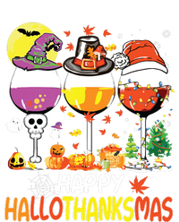 Happy Hallothanksmas Wine Glasses Witch Santa Hat Pumpkin Cooling Performance Crew T-Shirt