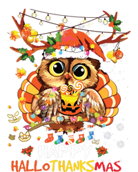 Owl Thankgiving Halloween Christmas Happy Hallothanksmas Full-Length Apron With Pockets