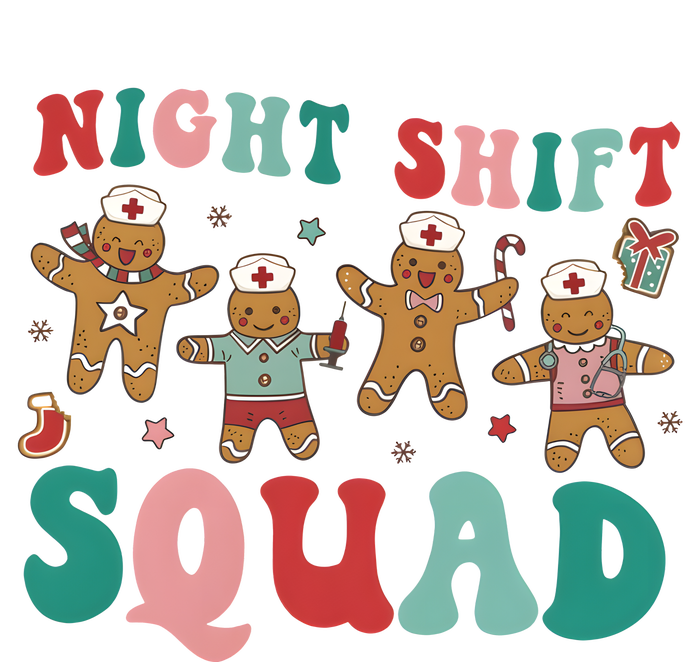 Christmas Night Shift Squad Funny Xmas Squad Gingerbread Cookie Dry Zone Grid Polo