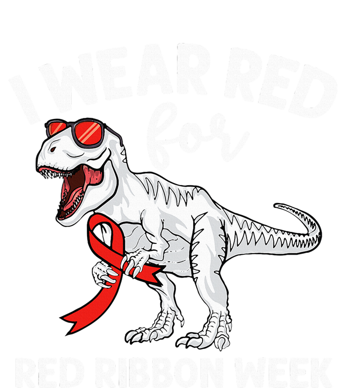 Cute Dinosaur We Wear Red For Red Ribbon Week Awareness Doggie Tank