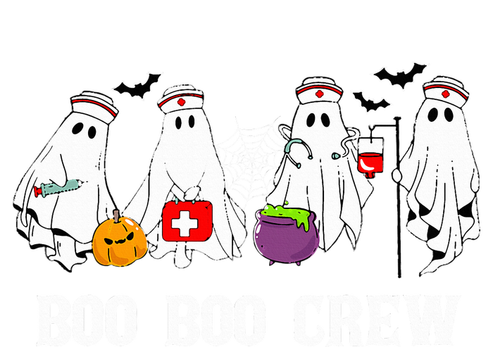 Boo Boo Crew Nurse Funny Ghost Halloween Nursing Women's Long Sleeve Flannel Pajama Set 