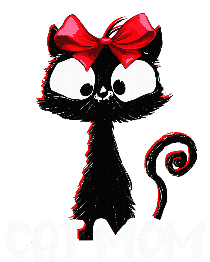 Cat Mom  Cute black cat with red ribbon  Bandana Black Cat Pajama Set