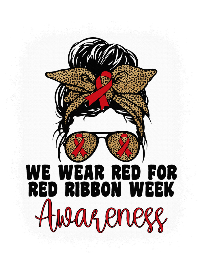 We Wear Red For Red Ribbon Week Awareness Cute Messy Bun PosiCharge Competitor Tank