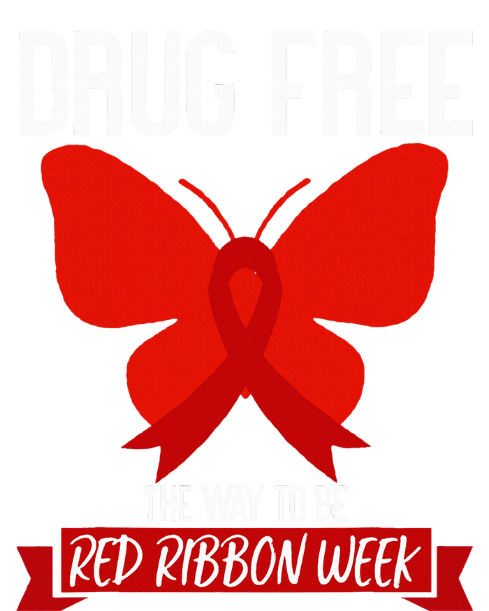 Drug Free The Way To be Red Ribbon Awareness Week butterfly Women's V-Neck T-Shirt