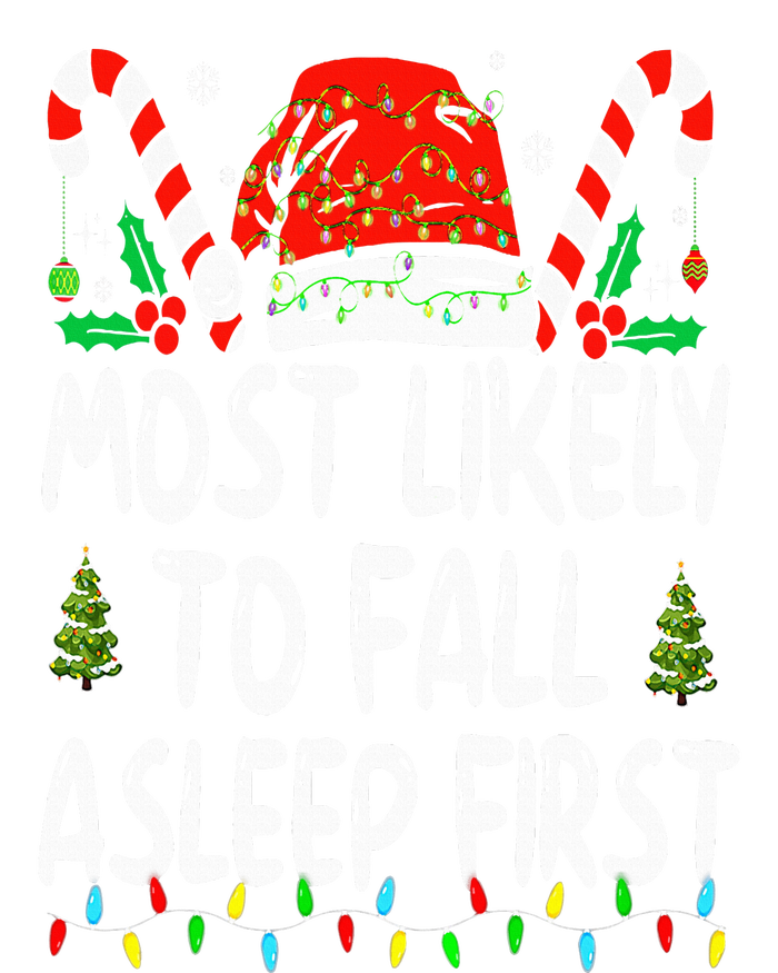 Most Likely To Fall Asleep First Funny Xmas Family Performance Long Sleeve Polo