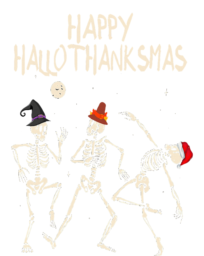 Hallothanksmas Skeleton Christmas Halloween Thanksgiving Fun T-Shirt