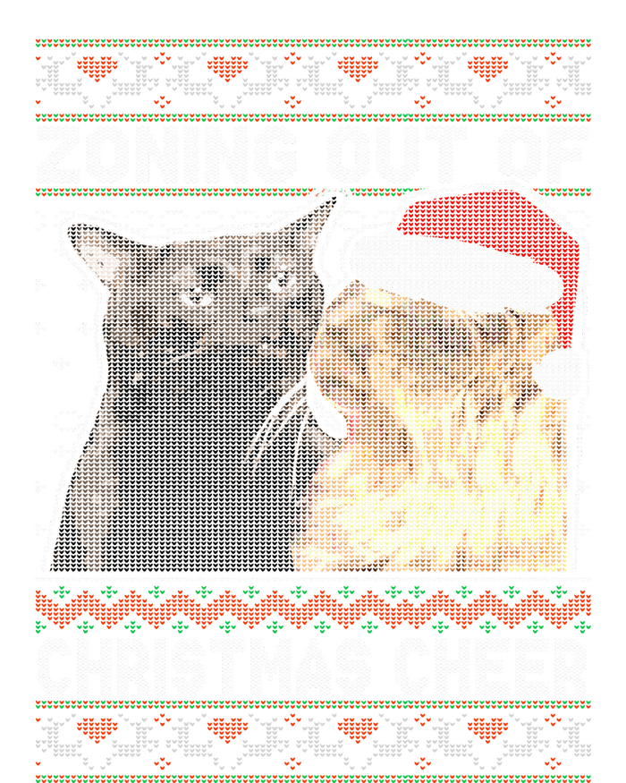 Zoning Out Of Christmas Cheer Cat Staring Christmas Sweater Women's Long Sleeve Flannel Pajama Set 