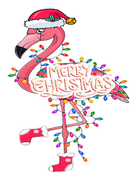 Pink Flamingo Christmas Lighting Xmas Tree Santa Hat Pajama Dry Zone Grid Polo