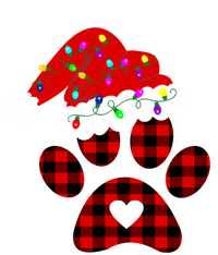 Buffalo Plaid Christmas Paw Dog With Santa Hat And Lights Gift Short Acrylic Beanie