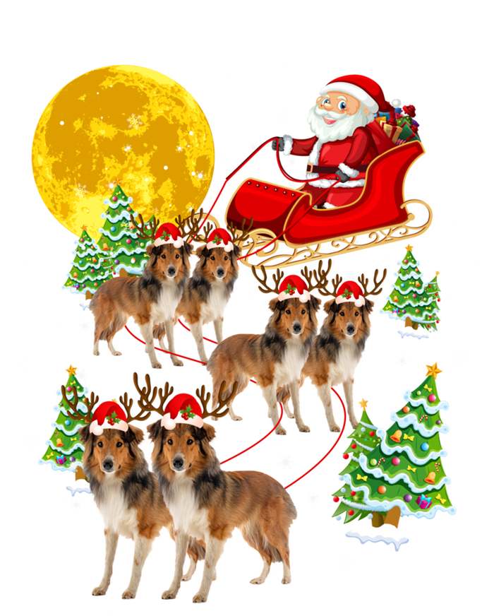 Funny Reindeer Sheltie Dogs With Santa Sleigh Xmas Holiday Funny Gift 16 in Basic Backpack