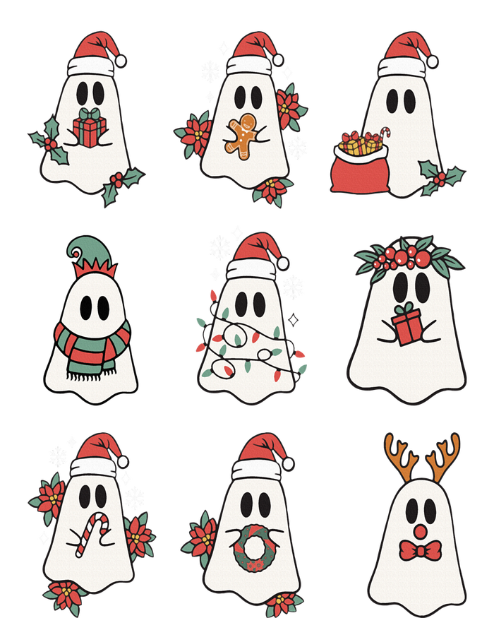 Cute Ghost Spooky Christmas Santa Hat Funny Family Pajama Striped Beanie with Solid Band