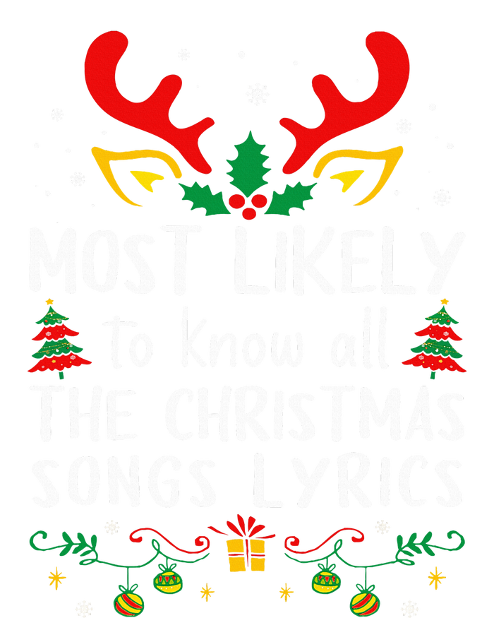 Most Likely To Know All The Christmas Songs Lyrics Matching Women's Long Sleeve Flannel Pajama Set 