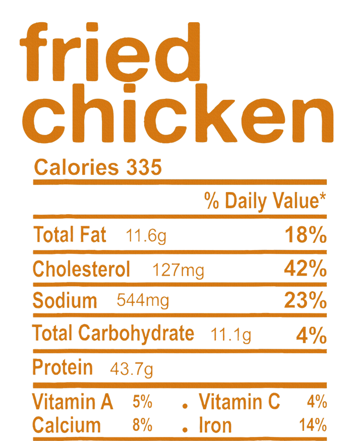 Fried Chicken Nutrition Facts Funny Thanksgiving Christmas T-Shirt