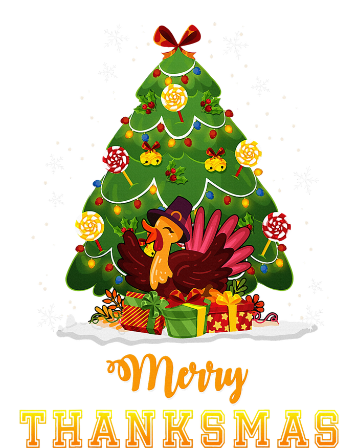 Turkey Tree Santa Merry Thanksmas Christmas Thanksgiving Women's V-Neck T-Shirt