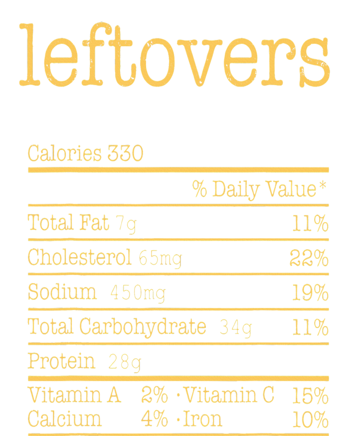 Leftovers Nutrition Facts Funny Thanksgiving Christmas Food T-Shirt