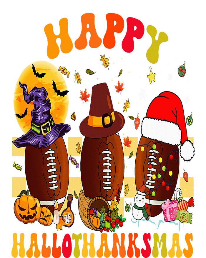 Happy HalloThanksmas Halloween Fall Thanksgiving Football Women's Tri-Blend 3/4-Sleeve Raglan Shirt