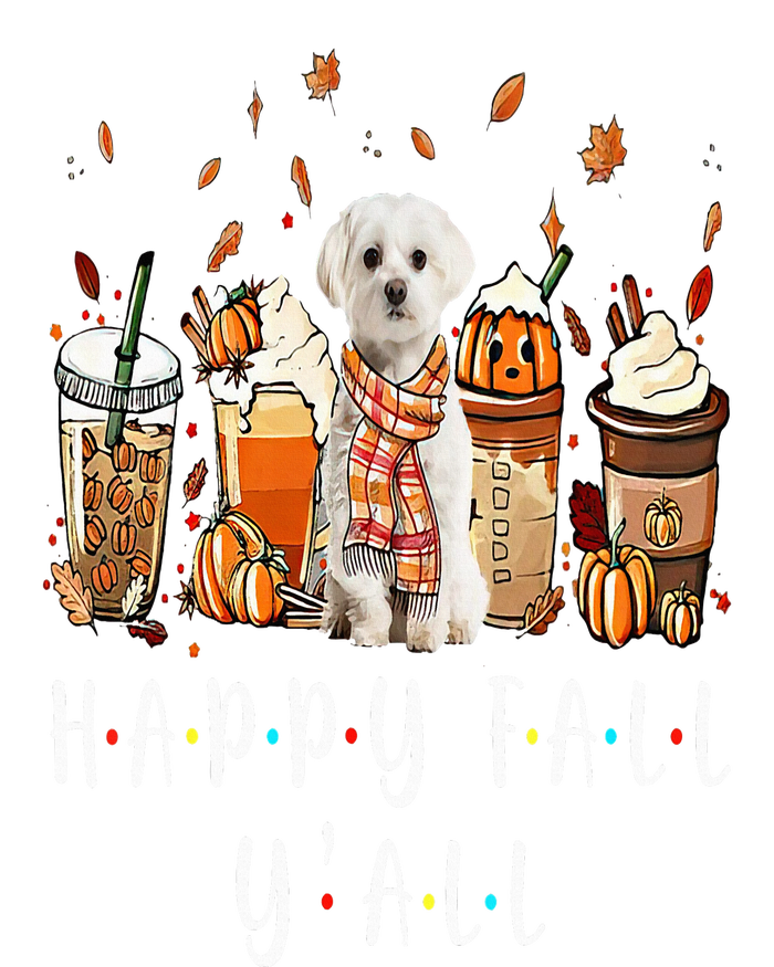 Happy Fall Y'all Maltese Dog Coffee Pumpkin Fall Autumn T-Shirt