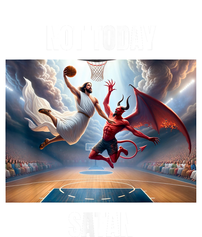 Jesus Vs Satan Playing Basketball Not Today Satan Kids Hoodie