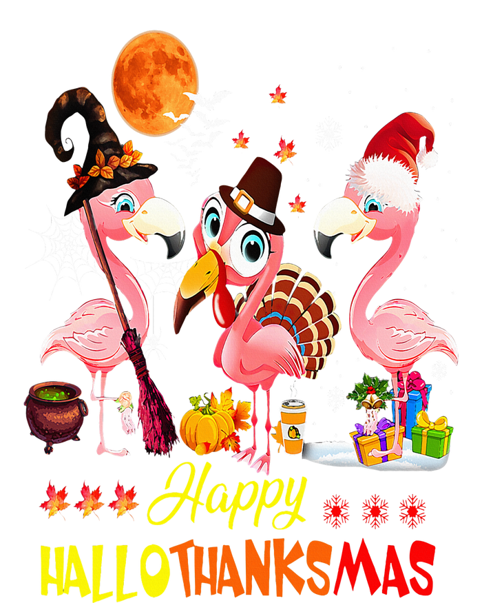 Flamingo Happy HalloThanksMas Halloween Thanksgiving T-Shirt