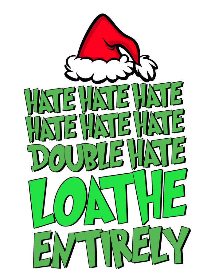 Hate Hate Double Hate Loathe Entirely Funny Christmas Santa V-Neck T-Shirt