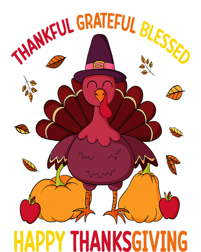 Thankful Grateful Blessed Thanksgiving Turkey T-Shirt