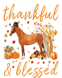 Thankful Grateful Blessed Horse Thanskgiving Matching T-Shirt