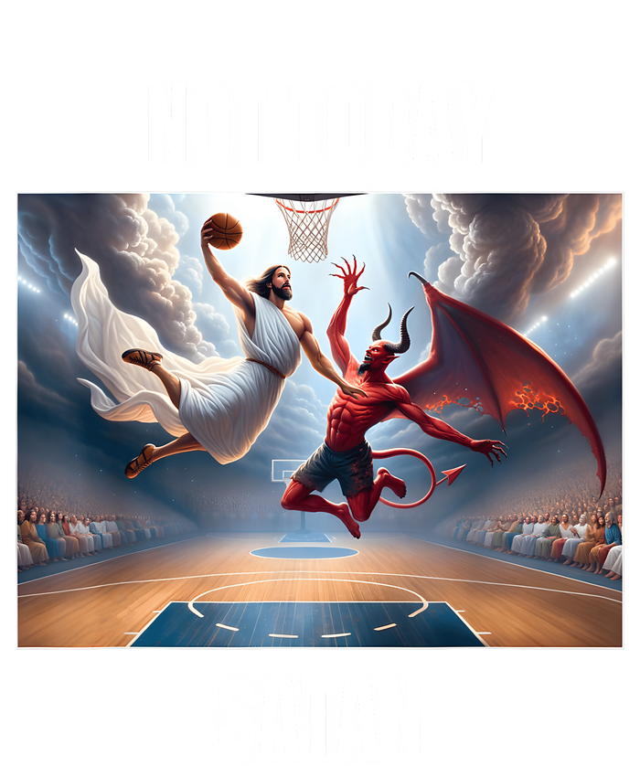 Jesus Vs Satan Playing Basketball Not Today Satan Full-Length Apron With Pockets