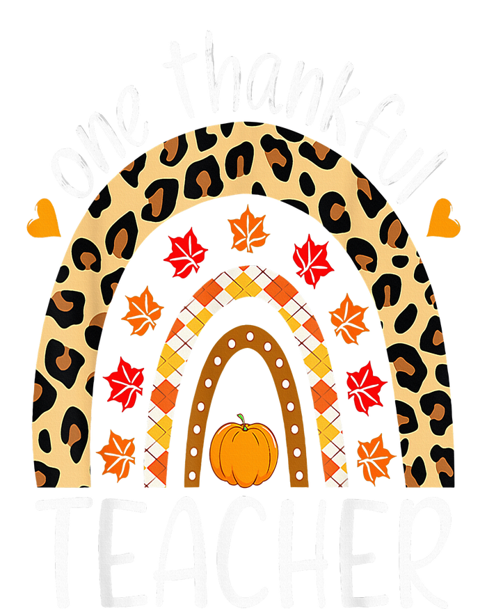 One Thankful Teacher Thanksgiving Rainbow Leopard Fall T-Shirt