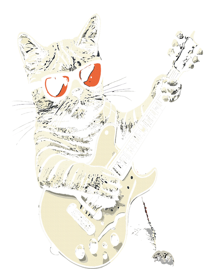 Rock Cat Playing Guitar Rock Kitty Funny Guitar Cat Dry Zone Grid Polo