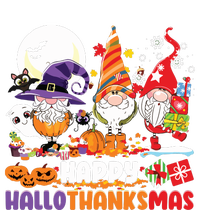 Happy Hallothanksmas Gnome Halloween Thanksgiving Christmas Women's Knotted Racerback Tank