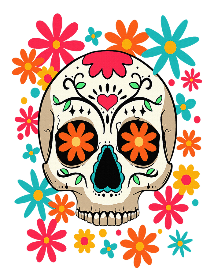 Floral Sugar Skull Dia De Muertos Day of The Dead Hippie T-Shirt