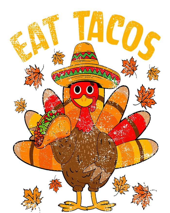 Turkey Eat Tacos Mexican Sombrero Thanksgiving Family Women's Long Sleeve Flannel Pajama Set 