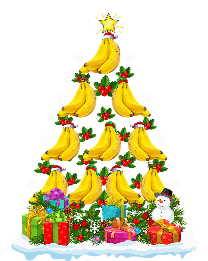 Banana Fruit Lover Xmas Holiday Funny Banana Christmas Tree T-Shirt