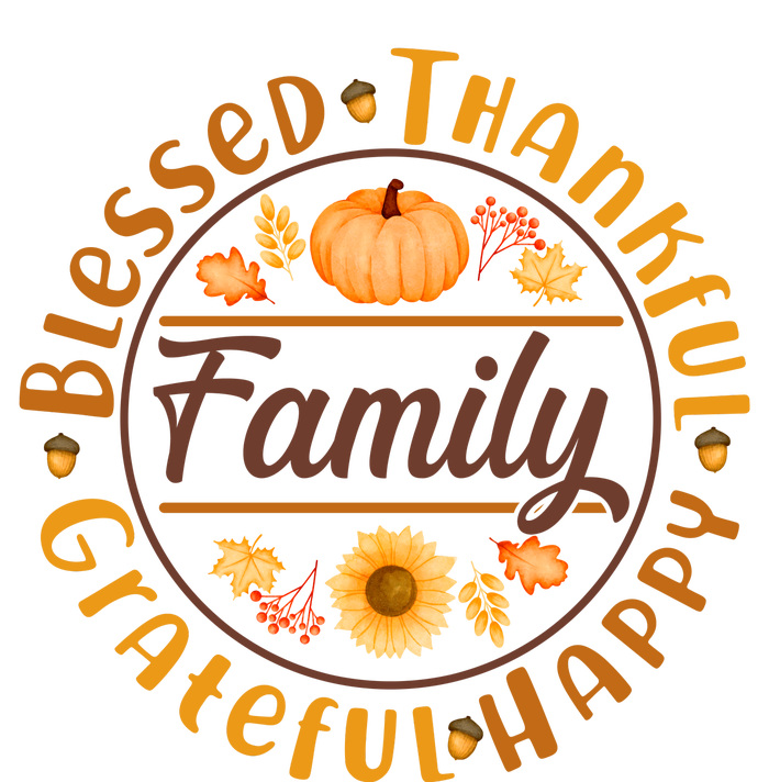 Thanksgiving Family Blessed Thankful Grateful Happy Emblem Short Acrylic Beanie