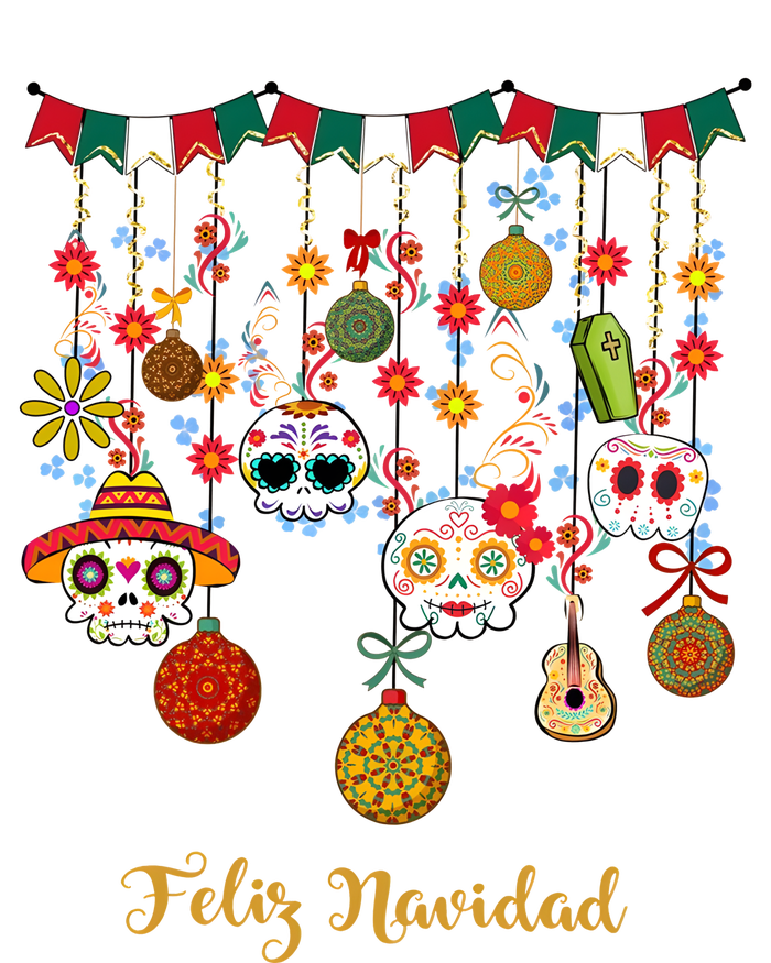 Sugar Skull Feliz Navidad Spanish Christmas T-Shirt