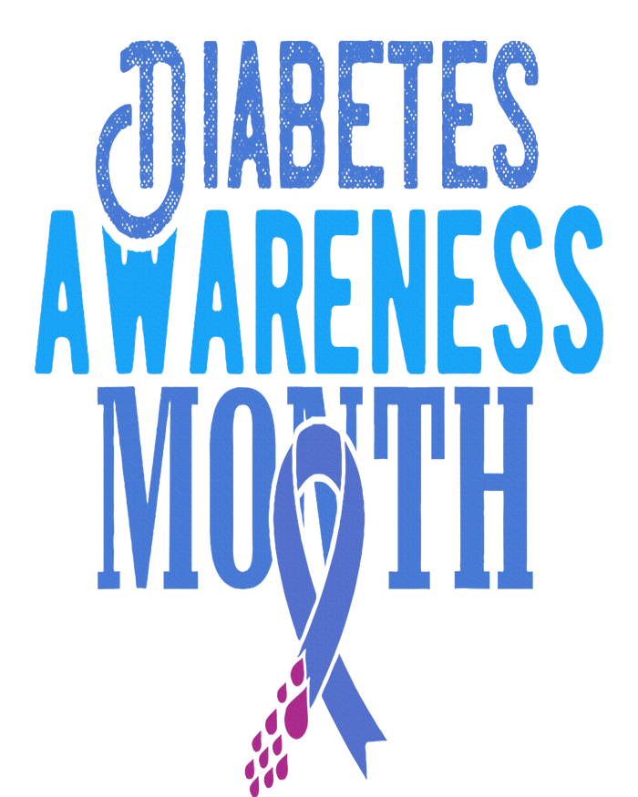 Diabetes Awareness Month Blue Love Ribbon Support T1D T2D T-Shirt