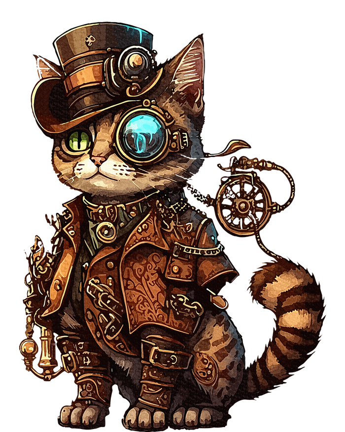 Steam Punk Cat Kitten Kitty Steampunk Women’s Perfect Tri Rocker Tank