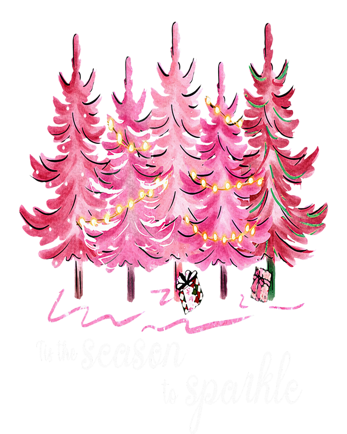 Tis The Season To Sparkle Cute Pink Christmas Tree V-Neck T-Shirt