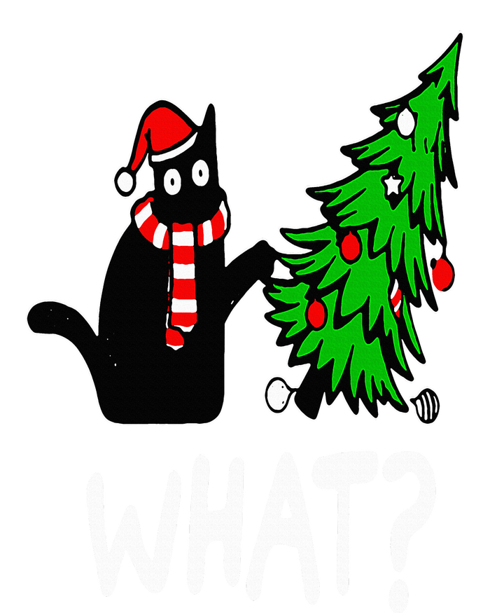 Funny Naughty Black Cat Pushing Christmas Tree Over Cat What Button