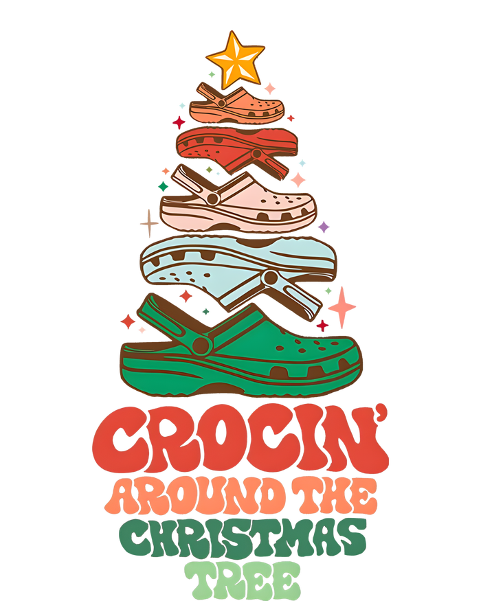 Crocin Around The Christmas Tree Crocs Holiday Season Women's Long Sleeve Flannel Pajama Set 