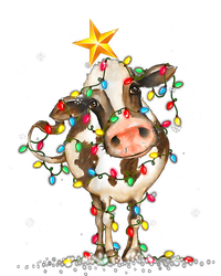 Cow Reindeer Hat Santa Christmas Lights Funny Cow Christmas T-Shirt