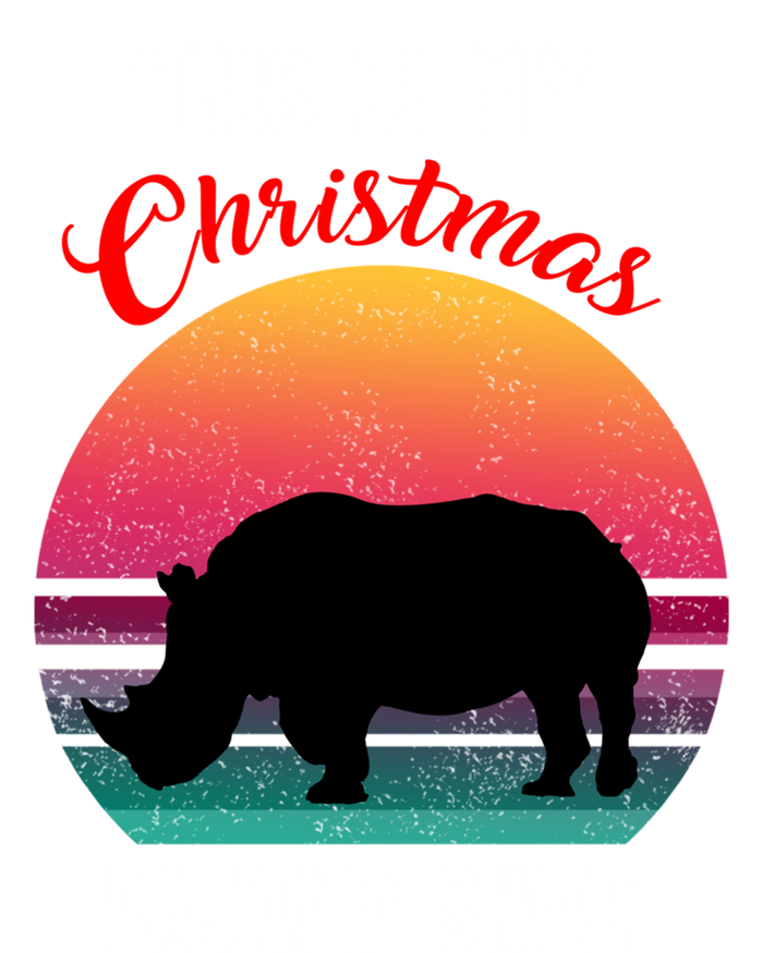 Vintage Retro Rhino This Is My Christmas Pajama Gift Gift V-Neck T-Shirt