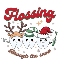 Christmas Dentist Flossing Through The Snow Dental Santa Claus Reindeer Womens Cotton Relaxed Long Sleeve T-Shirt