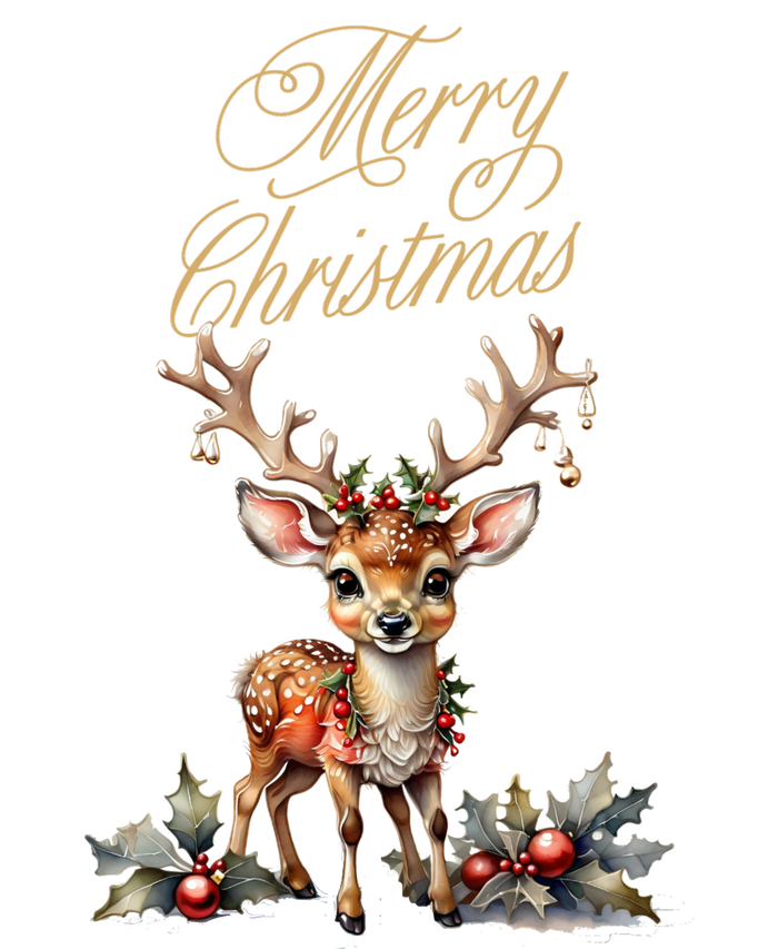 Merry Christmas Deer V-Neck T-Shirt