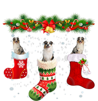 Three Aussie Dog In Sock Christmas Santa Hat Xmas Women's Racerback Tank